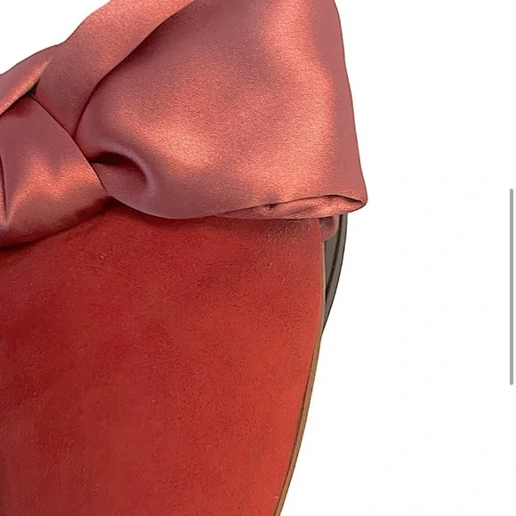 Louise et Cie Cela Bow Mule Red Suede Pink Textile Bow Holiday Festive Size 9.5 - Picture 10 of 10